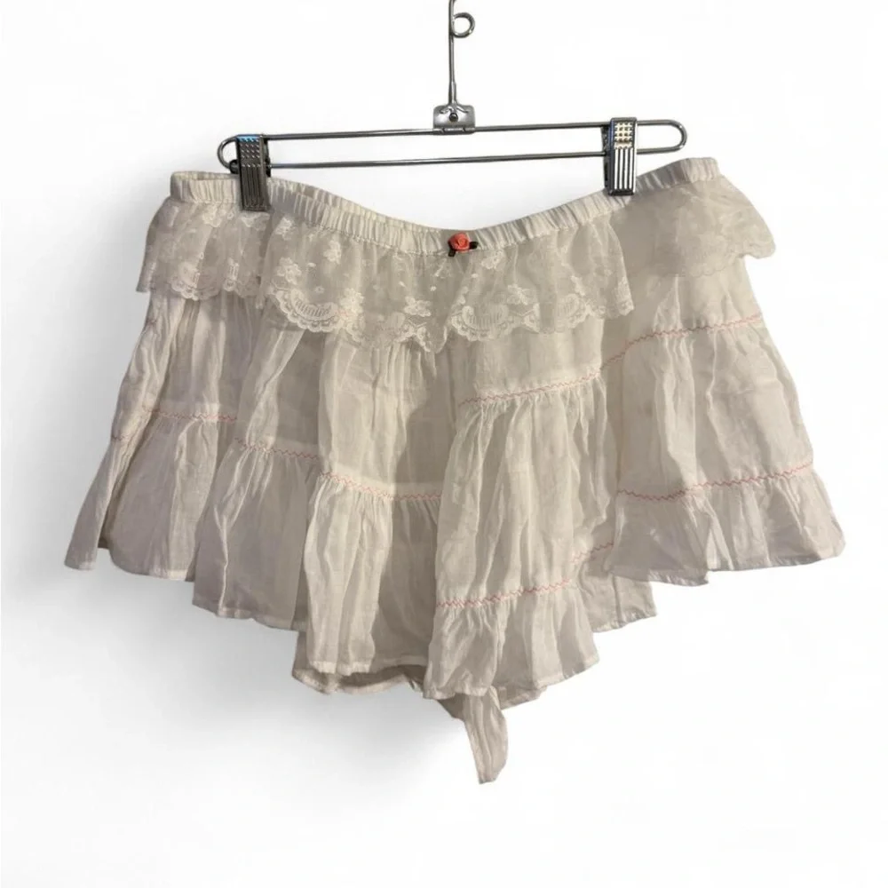 Free People In Full Swing Shorts White Lace Ruffle Boho M - Picture 4 of 14
